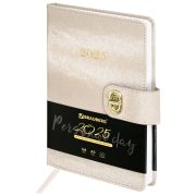 Ежедневник датированный 2025, А5, 138х213 мм, BRAUBERG «Elegant», под кожу, застежка, бежевый, 115939