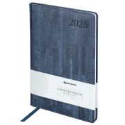 Еженедельник датированный 2025, 210х297 мм, А4, BRAUBERG «Wood», под кожу, синий, 115945