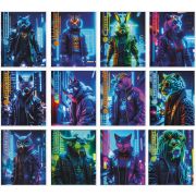 Набор тетрадей предметных 24 л клетка Lamark, серия «Fantastic Animals» (12 штук в наборе),  отделка обложки - выброчный уф-лак + лак-песок