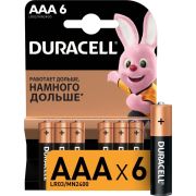 Батарейки КОМПЛЕКТ 6 шт., DURACELL Basic ОРИГИНАЛ, ААА (LR03, 24А), алкалиновые, мизинчиковые, Б0014858