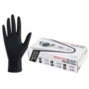 Перчатки нитриловые сверхпрочные с текстурой SFM MEGA TEX BLACK, Германия, 25 пар (50 штук), размер 9-10, XL (очень большой)
