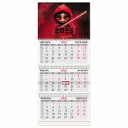 Календарь квартальный на 2025 г., 3 блока, 3 гребня, с бегунком, офсет, BRAUBERG, «Символ года змейка», 116104