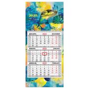 Календарь квартальный на 2025 г., 1 блок, 1 гребень, с бегунком, МИНИ, офсет, BRAUBERG, «АРТ змейка», 116122
