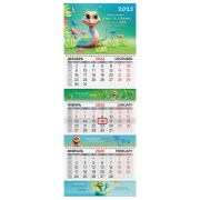 Календарь квартальный на 2025 г., 3 блока, 3 гребня, с бегунком, мелованная бумага, EXTRA, BRAUBERG, «Змейка», 116146