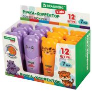 Ручка-корректор BRAUBERG KIDS «ЗВЕРЯТА», 7 мл, металлический наконечник, корпус ассорти, 272493