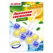 Туалетный блок шарики для унитаза освежитель, 2 блока по 50 г, «Лимонная Свежесть 3 в 1», LAIMA, 608992