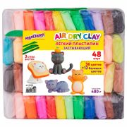 Пластилин супер лёгкий воздушный застывающий 48 штук (36 цветов + 12 базовых), 480 г, 3 стека, ЮНЛАНДИЯ, 106980