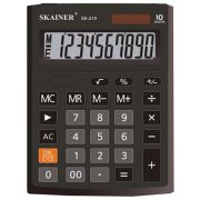 Калькулятор настольный Skainer SK-210, малый (103x137 мм), 10 разрядов, двойное питание, черный