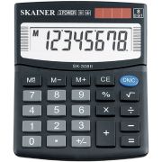 Калькулятор настольный Skainer SK-308II, малый (100x124 мм), 8 разрядов, двойное питание, черный