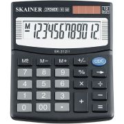 Калькулятор настольный Skainer SK-312II, малый (100x124 мм), 12 разрядов, двойное питание, черный