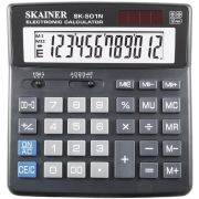 Калькулятор настольный Skainer SK-501N, средний (156х157 мм), 12 разрядов, двойное питание, черный