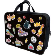 Папка-портфель Lamark «Стикеры», А4, 1 отд., на молнии, с ручками, карман внутри, усил. дно, 36х27х8 см, печать по ткани с одной стороны