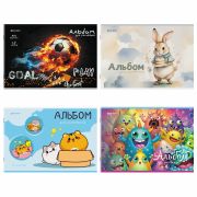 Альбом для рисования А4, 12 листов, скоба, обложка картон, BRAUBERG, 203х288 мм, «МИКС-1», 107101