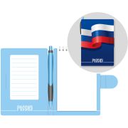 Блокнот с ручкой «Россия», 105х150 мм, глянцевая ламинация, вн.блок белый на гребне, 50 л. + ручка, Lamark