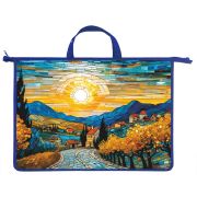 Папка А3 с ручками Lamark «Витражи»,  печать по пластику с двух сторон, 335х470х70 мм, на молнии, (индив. упак.)