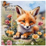 Скетчбук Лисенок, 200х200 мм, 20 л., акварел.бум. 200 г/м2, твердая обложка, спираль сбоку