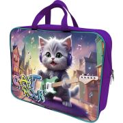 Папка-портфель Lamark «Кошачий Рок», А4, 1 отд., на молнии, с ручками, карман внутри, усил. дно, 36х27х8 см, печать по ткани с одной стороны