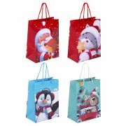 Пакет подарочный НАБОР 4 штуки, новогодний, 18х10х23 см, «Christmas Animals», ЗОЛОТАЯ СКАЗКА, 591956