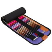 Карандаши цветные супермягкие яркие классические в пенале-скрутке BRAUBERG MAX 50 цветов + держатель и точилка, натуральное дерево, 182007