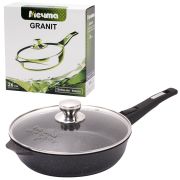 Сковорода 26 см, съемная soft-touch ручка, крышка, антипригарное покрытие, МЕЧТА «Гранит Black», с026802