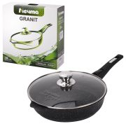 Сковорода 28 см, съемная soft-touch ручка, крышка, антипригарное покрытие, МЕЧТА «Гранит Black», с028802