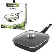 Сковорода ГРИЛЬ квадратная 26 см, съемная soft-touch ручка, крышка, антипригарное покрытие, МЕЧТА «Гранит Black», с066802
