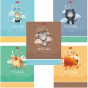 Тетрадь 12 л. HATBER клетка, обложка картон, «Счастливчики» (микс в спайке), 067954, 12Т5В1