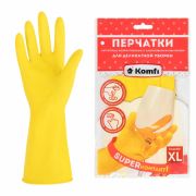 Перчатки МНОГОРАЗОВЫЕ латексные «Для деликатной уборки», размер 9-10, XL (очень большой), вес 32 г, KOMFI, DGL019L
