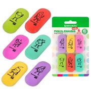 Ластики BRAUBERG KIDS «Fruits», НАБОР 6 штук, 50х23х10 мм, овальные, ассорти, 272669