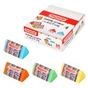 Ластик трехгранный ПИФАГОР «ЭНИКИ-БЕНИКИ», 35х18х18 мм, картонный держатель, цвета ассорти, 272668