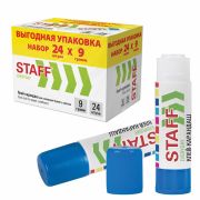 Клей-карандаш 9 г, ВЫГОДНАЯ УПАКОВКА, КОМПЛЕКТ 24 ШТУКИ, STAFF EVERYDAY, 273016