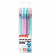 Ручки гелевые BRAUBERG ORIGINAL, ЧЕРНЫЕ, НАБОР 4 штуки, игольчатый узел 0,5 мм, линия письма 0,35 м, 144247