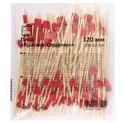 Пики для канапе бамбуковые «Сердце красное», 12 см, 100 шт., КП, 139419