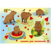 Альбом для рисования 24л. на склейке «Капибара - сладкоежка», выборочный уф-лак, блок - офсет 100г/м