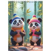 Скетчбук Панда - Друзья, А5, 40 л., 100 г/м2, выборочный уф-лак,  твердая подложка, спираль сверху
