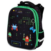 Ранец BRAUBERG PREMIUM, 2 отделения, с брелоком, «Space strike», патчи на липучках, 38х29х16 см, 273104