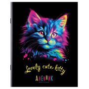 Дневник 1-11 класс 40 л., на скобе, ПИФАГОР, обложка картон, «Котик», 107131