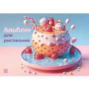 Альбом для рисования 24л. на склейке «Клубничный коктейль», выборочный уф-лак, блестки, блок - офсет 100г/м