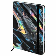 Ежедневник недатированный с резинкой А5 145х203 мм, BRAUBERG, твердый, 128 л., «Waves», 116283