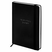 Ежедневник недатированный с резинкой А5 145х203 мм, BRAUBERG, твердый, 160 л., «Minimal», черный, 116299