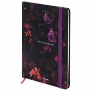 Блокнот с резинкой в клетку 96 л., А5 145х203 мм, твердая обложка с фольгой, BRAUBERG, «Цветы», 116327