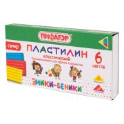 Пластилин классический ПИФАГОР «ЭНИКИ-БЕНИКИ СУПЕР», 6 цветов, 120 г, стек, 106428
