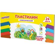 Пластилин классический ЮНЛАНДИЯ «ВЕСЁЛЫЙ ШМЕЛЬ», 24 цвета, 480 грамм, стек, ВЫСШЕЕ КАЧЕСТВО, 106433