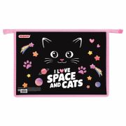 Папка для тетрадей ПИФАГОР А4, 1 отделение, картон/пластик, на молнии, «Dark kitten», 273339