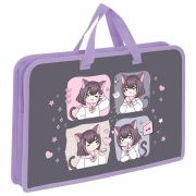 Папка на молнии с ручками ЮНЛАНДИЯ А4, 1 отделение, пластик, ширина 45 мм, «Anime dreamer», 273357