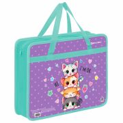 Папка на молнии с ручками BRAUBERG А4, 1 отделение, пластик, 80 мм, «Funny kittens», 273368