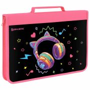 Папка на молнии BRAUBERG А4 с ручкой, с органайзером, 1 отделение, «Headphones», 273384