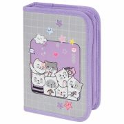 Пенал ПИФАГОР, 1 отделение, 2 откидные планки, полиэстер, 20х14 см, «Cats selfie», 273477