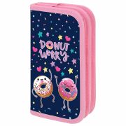 Пенал ПИФАГОР, 2 отделения, ламинированный картон, 19х11 см, «Comic donuts», 273482