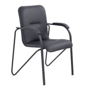 Кресло для приемных и переговорных BRABIX «Samba CF-107», черный каркас, кожзам черный, собранное, 533189